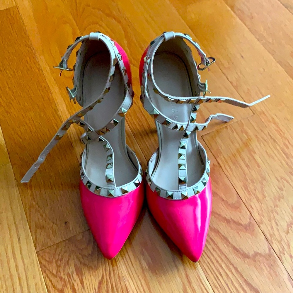 Hot pink studded heels